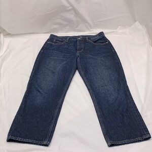 Women Old Navy Dark Blue Wash High-Rise Slouchy Straight Leg Jeans Size 8